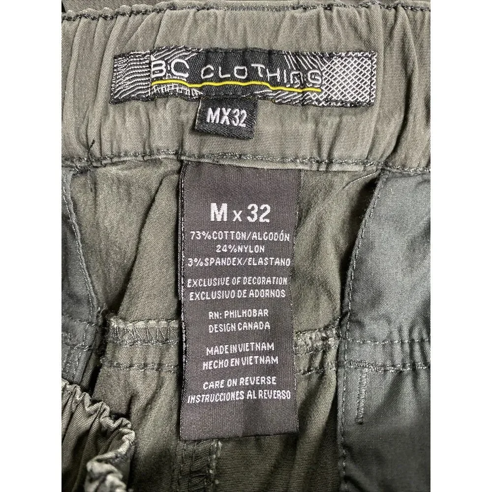 BC Clothing Cargo Shorts MX32 Mens Gray Belt‎ Stretch zip Outdoor Hiking Fishing